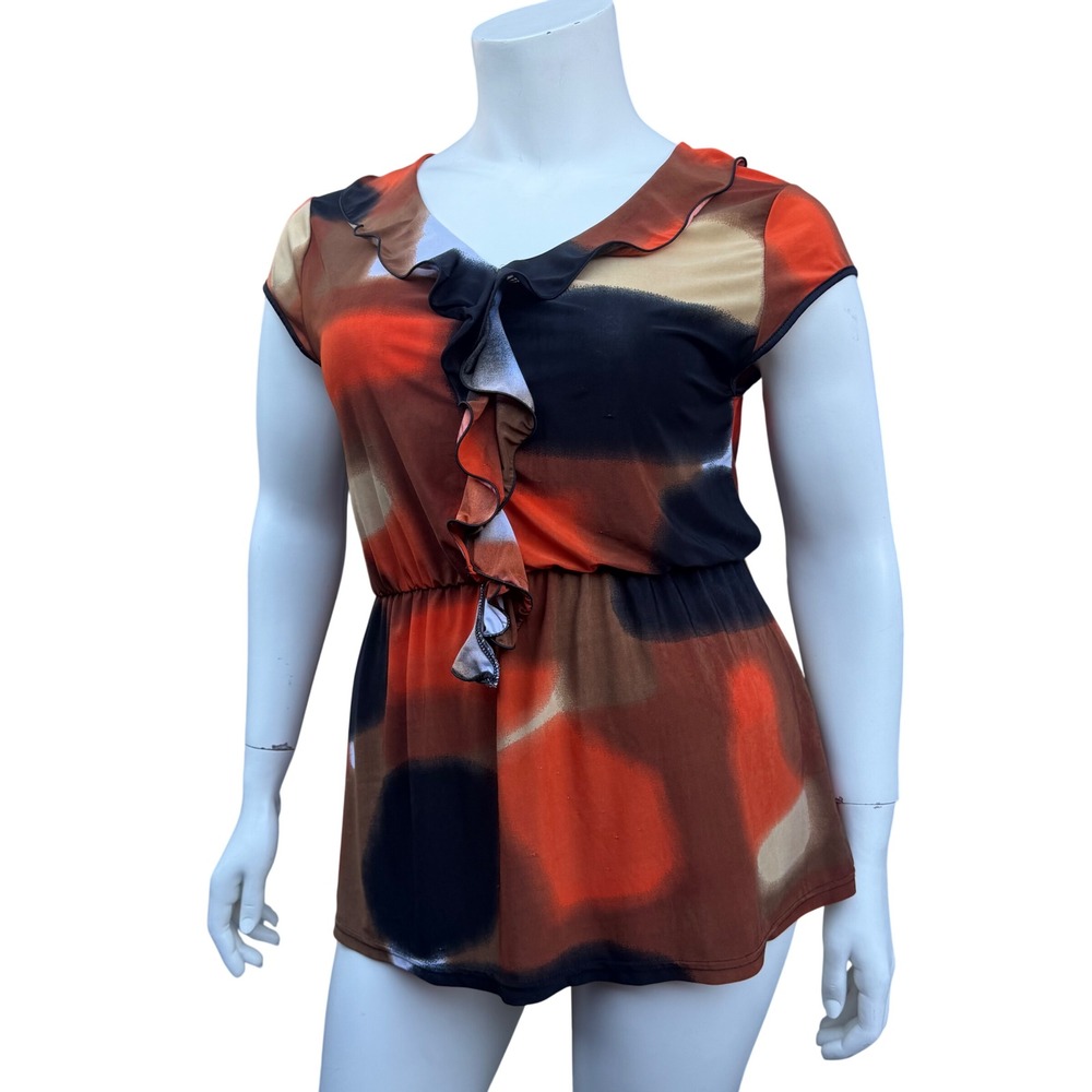Free Culture Y2K Tunic Top Abstract‎ Print Whimsigoth Retro Plus Size 1XL